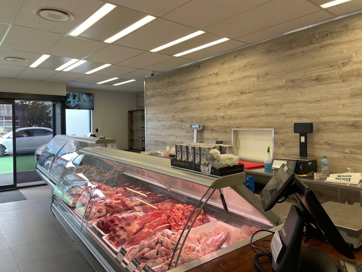 The meat counter and till at Salal's